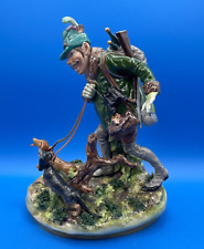 VINTAGE SCHEIBE ALSBACH GERMANY FIGURINE OF A BAVARIAN HUNTSMAN & 2 DACHSHUNDS picture