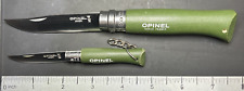 Lot of 2 Opinel Inox Savoie France No 08 & No 04 Green Ring Lock Folding Knives picture