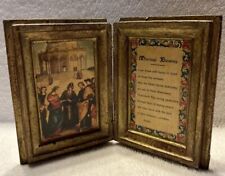 Vintage Italian Florentine Wood Gilt Gold Marriage Blessing Prayer Gift Antique picture