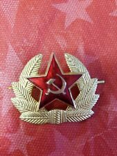 MARKED AUTHENTIC SOVIET RUSSIAN METAL RED STAR & WREATH, Hat Pin end of ERA WW3 picture