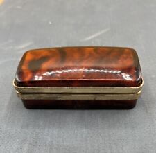 vintage faux tortoise shell box trinket jewelry miniature gold trim spring close picture