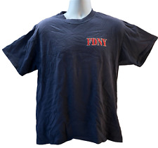 Adult Sz L Navy Blue FDNY Dedicated to 911 Firefighters T Shirt picture