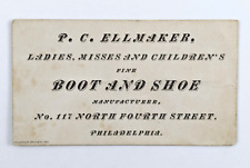 Victorian Business Trade Card P C Ellmaker Boot And Shoe Philadelphia 1880s picture