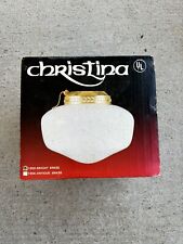 Vintage UL Christina Flush Mount Milk Glass Ceiling Light Fixture White Brass picture