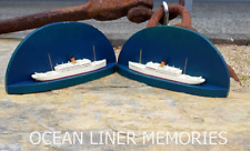 Van Ryper pair of Model Ship Rare Steamship panel model on base Ocean Liner two picture