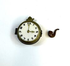 Porcelain Hinged Trinket Box Pocket Watch With Smoking Pipe ~ Damage/Read picture