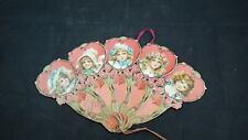 Valentine Paper Hand Fold Out Fan 1900s Antique Embossed Die cut Germany Tuck picture