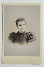 Antique Victorian Cabinet Card Photo Woman Pretty Lady Newark, New Jersey picture