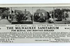 1915 THE MILWAUKEE SANITARIUM Advertising Original Antique Print Ad picture
