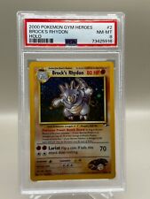 Brock's Rhydon - 2/132 1st Edition PSA 8 Gym Heroes Holo Pokemon - NM/MINT picture