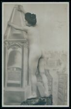 aa French nude woman cathedral gargoyle original old early 1900s photo postcard picture