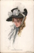 1911 Harrison Fisher Those Bewitching Eyes Antique Postcard 1c stamp Vintage picture
