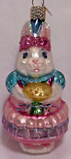 OWC Old World Christmas Glass Bunny Sister #12078 Easter rabbit spring flowers picture