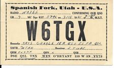 QSL 1941 Spanish Forks Utah    radio card picture