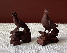 Lot of 2 VTG Miniature Rosewood Bird Figurines (1 Dove), Tallest: 3 3/8