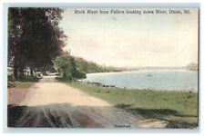 1908 Rock River from Fullers Looking Down River Dixon Illinois IL Postcard picture