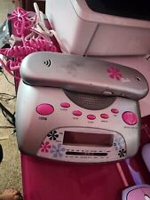 Mattel Barbie Telephone - Radio Alarm Clock - Gray and Pink - Tested picture