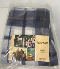 Vtg Faribo Plaid Stadium Sports Throw Blue 50 X 60 Made in the US Not Used picture