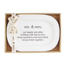 BRAND NEW Mud Pie Mr And Mrs Sentiment Plate picture