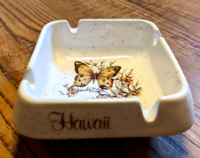 Vintage Pottery Craft USA Ceramic Ashtray Floral Butterfly Hawaii 4