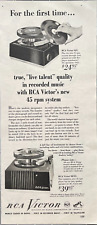 1949 RCA Victor Vintage Print Ad True Live Talent Quality New 45 RPM System picture