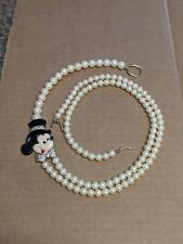 Vtg Disney Mouse Goldtone Faux Pearl Double Strand Necklace Minnie PARTS REPAIR picture