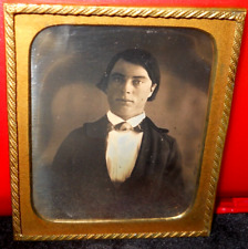 1/6th Size Daguerreotype of young man in brass mat/frame picture