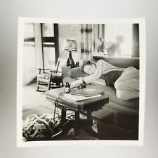 Sleeping Couch Potato Girl Photo 1940s Pretty Woman Living Room Snapshot A3274 picture