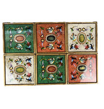 Vintage Robert m Weiss Hand Made Reverse Painted Coasters Set Of 6 picture