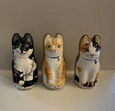 Adorable Set Of 3 Vintage 1986 Mini Cat Tins Hunkydory Design England 2” picture