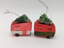 2-Christmas Ornaments Red Campers Christmas Train Village Display Tree On Top  picture