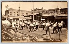 Postcard RPPC Marching Band on First Day of Fair - Llano Texas w Drug Store picture