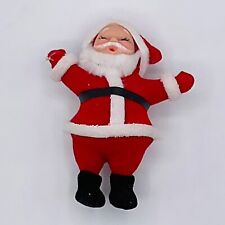 Vintage Flocked Santa Claus Figure Waving Rosy Cheeks Table Plant Decor 4 in picture
