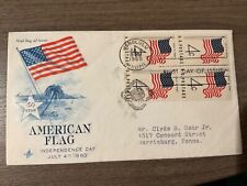Hawaii 1960 4th of JULY COLOR 50-STAR AMERICAN FLAG FIRST DAY COVER BEACH & PALM picture