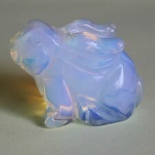 Carved gemstone white opalite crystal rabbit bunny animal figurine carving decor picture