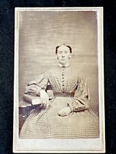 antique 1860s Stern WOMAN in Beautiful DRESS CDV Civil War era CLEAR IMAGE picture