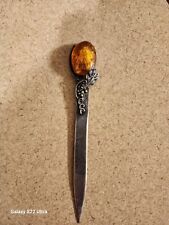 Antique Amber Sterling Silver Letter Opener - Cross Pattee. European -Georgian? picture