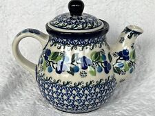Polish Pottery - Blueberry Teapot  - Boleslawiec - NEW - Handpainted picture