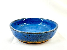 Vintage Blue Glazed Handmade USA Art Stoneware Pottery Trinket Dish Bowl picture