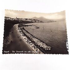 RPPC Naples Italy -Caracciolo Park- Bird's Eye Mediterranean c1948 Postcard 4x6 picture