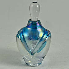 Iridescent Glass Perfume Bottle With Dauber Blues Purples EMPTY Damaged READ picture