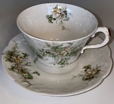 Limoges Society Alluaud Floral Lilly Teacup & Saucer - 1805-1814 ANTIQUE picture