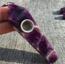 1pc Natural Dream amethyst Quartz Carved Somking Pipe Crystal Reiki Healing Gift picture