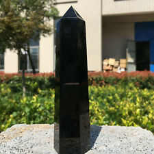 Natural Black Obsidian Obelisk Crystal Column Wand Point Healing Stone picture