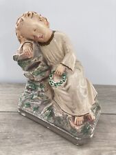 Antique Bookend Jesus Statuette Child Sleeping Painted Plaster Chalkware Figure picture