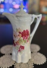 RARE Victorian Chocolate Pot German Porcelain Pink Roses Shabby Chic picture
