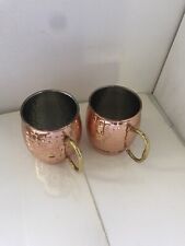 Pair of Crofton Moscow Mule Copper Mug Cup Hammered Texture Alcohol Drinking picture
