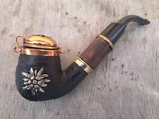 VINTAGE SWISS B.B.K. Curved Stem Tobacco Pipe with Hinged Lid STAG DESIGN picture
