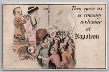 Postcard They Gave Us a Rousing Welcome at Napoleon Ohio *C8439 picture