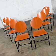 Vintage Postmodern Dakota Jackson Vik – Ter 1 Orange Dining Chairs Set of 8  picture